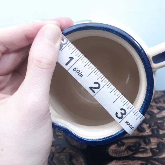 Vintage Pitcher Hand Thrown Studio Art Pottery Blueberries Blue White JoEl Maine - Picture 8 of 11